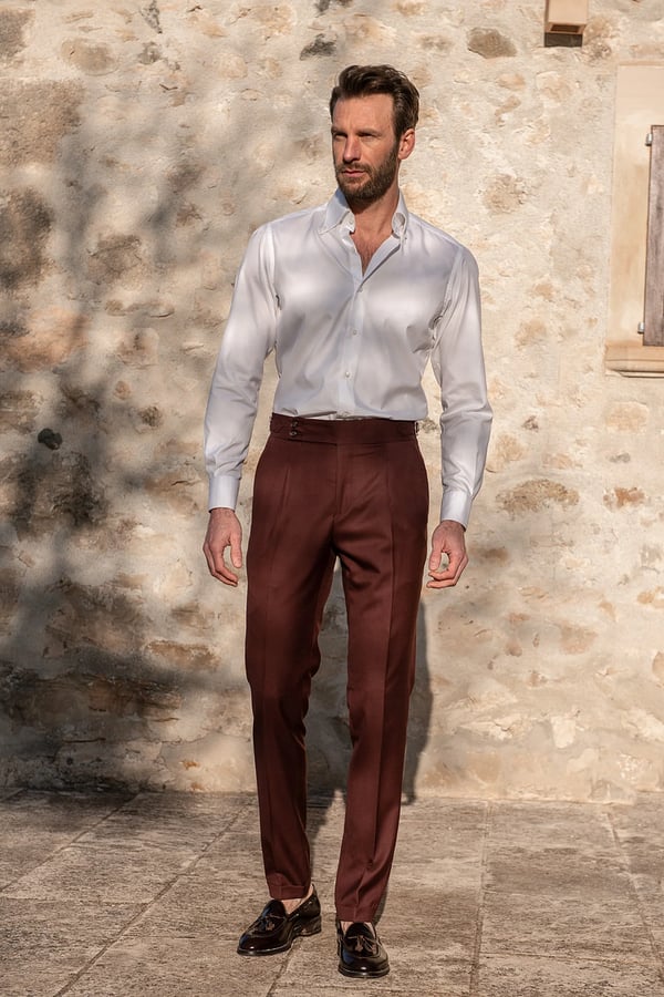 Pantalones casuales rectos de color liso para hombre