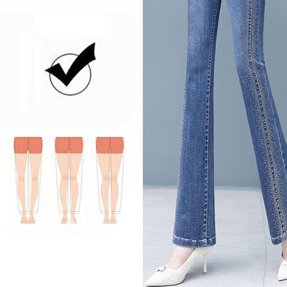 Jeans de campana elástica de la cintura alta para mujeres