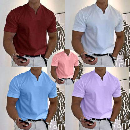 🎁Venta Caliente 49% OFF⏳2024 hombre moda holgada cuello V manga corta verano-1