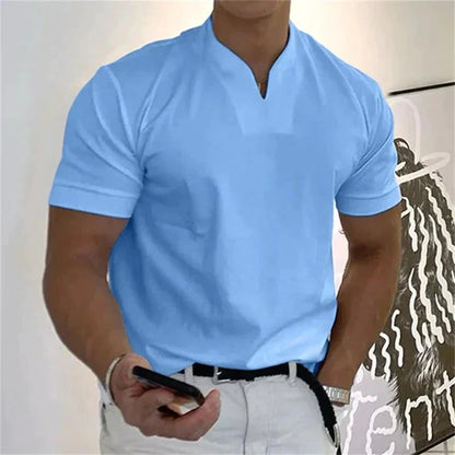 🎁Venta Caliente 49% OFF⏳2024 hombre moda holgada cuello V manga corta verano-8