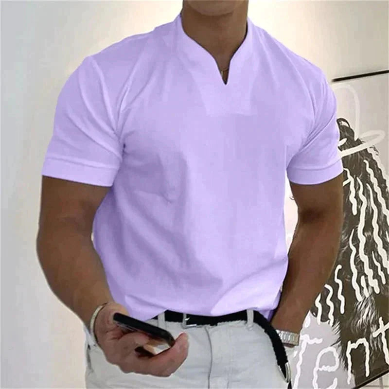 🎁Venta Caliente 49% OFF⏳2024 hombre moda holgada cuello V manga corta verano-6