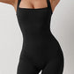 🔥HEISSER SALE 49 % RABATT🔥Damen-Jumpsuit mit geripptem, quadratischem Ausschnitt und Stretch-Shorts