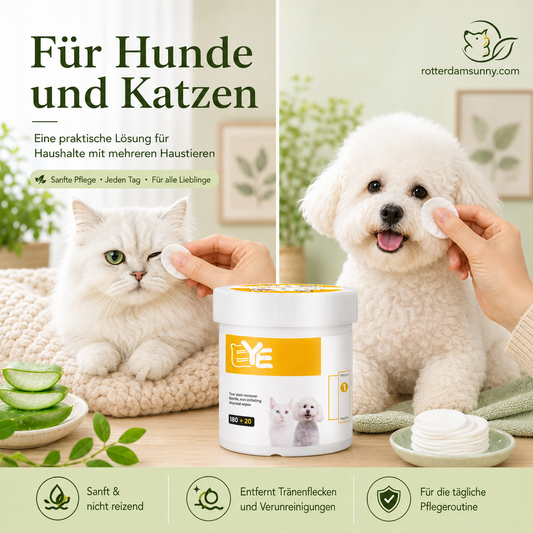 🎉Über 55.000 verkaufte Exemplare 🐾 Natürliche, pflanzliche Augen- und Ohrenreinigungstücher für Haustiere, sanfter Aloe-Entferner für Tränenflecken bei Hunden und Katzen