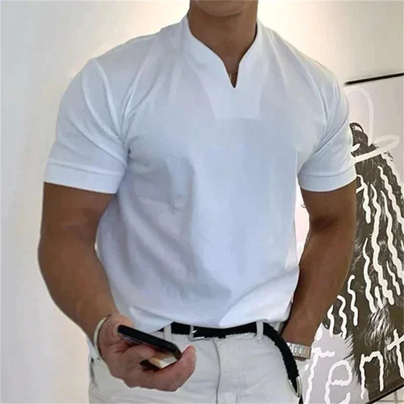 🎁Venta Caliente 49% OFF⏳2024 hombre moda holgada cuello V manga corta verano-2