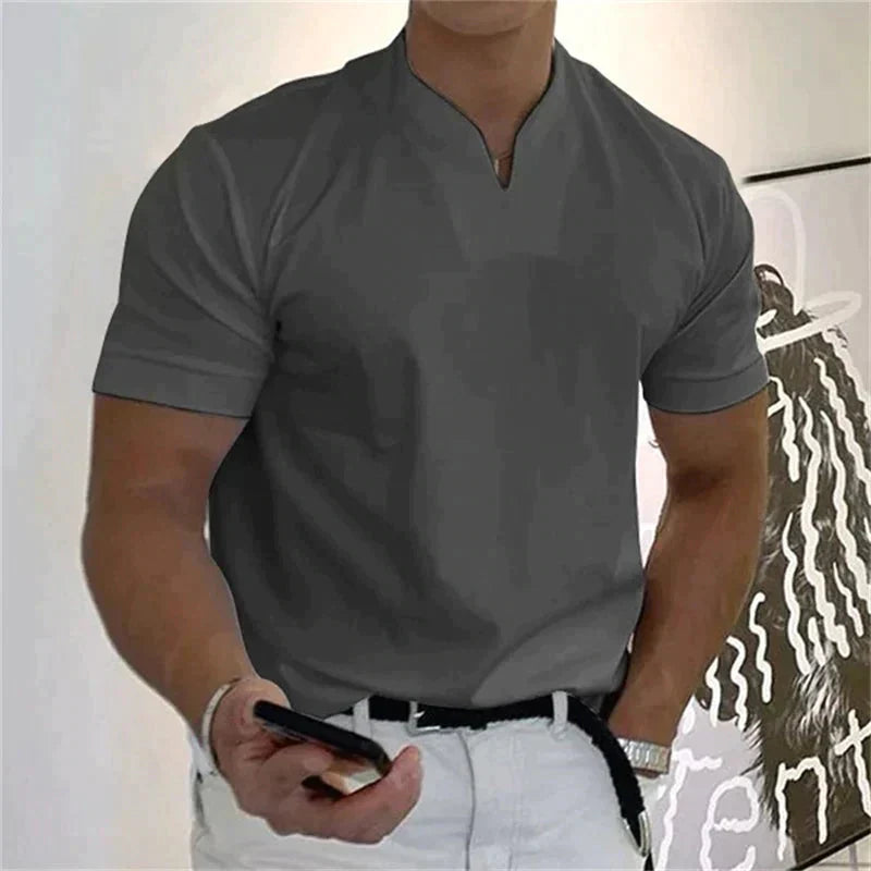 🎁Venta Caliente 49% OFF⏳2024 hombre moda holgada cuello V manga corta verano-5