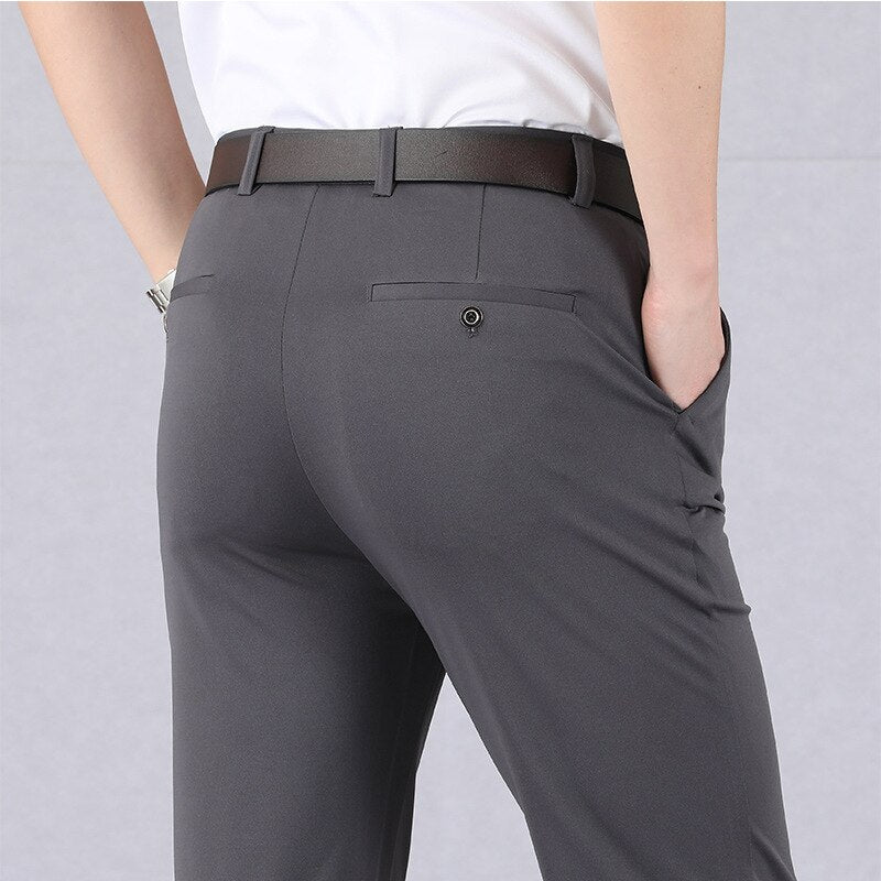 Pantalones clásicos de tiro alto para hombre-12