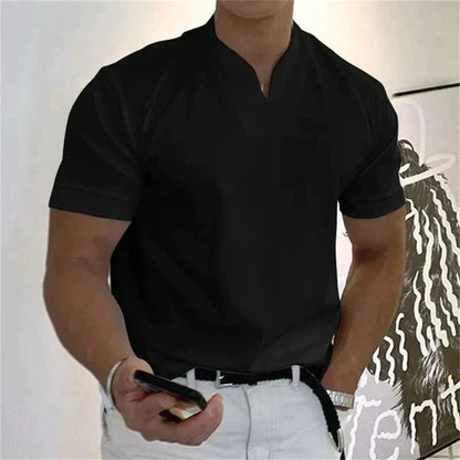 🎁Venta Caliente 49% OFF⏳2024 hombre moda holgada cuello V manga corta verano-4