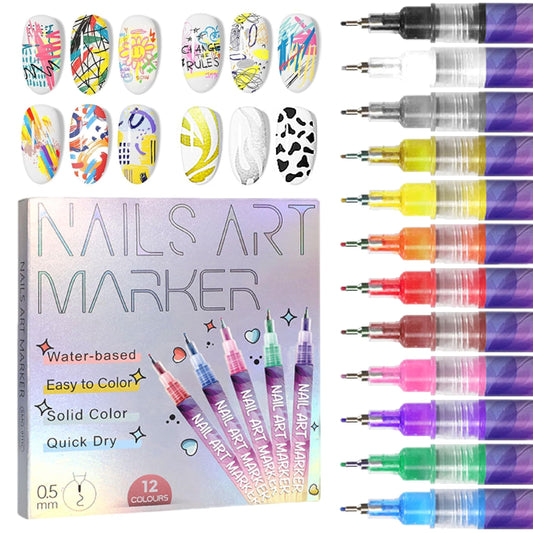 ⏳LAST WEEK SPECIAL PRICE🎁12 Colors Nail Art Pens Set🎨💅