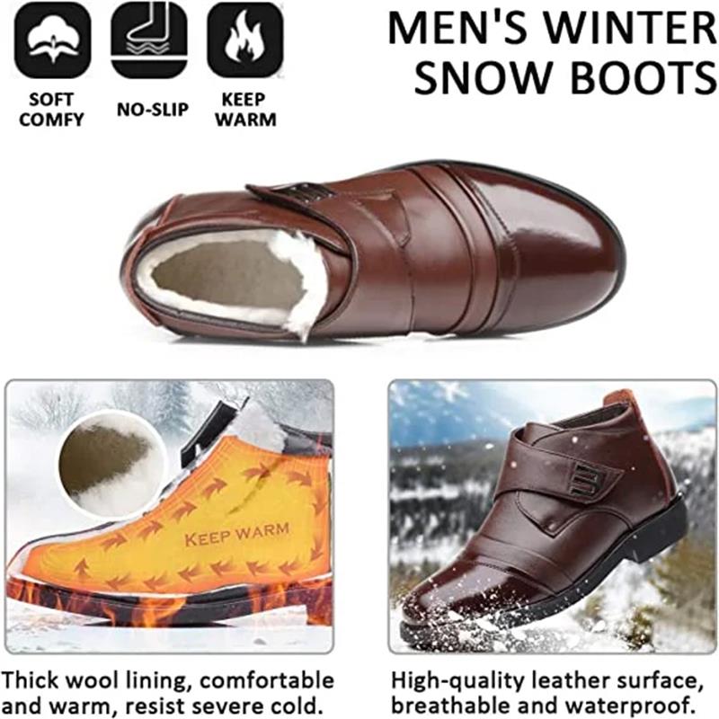 Botas de nieve hasta el tobillo con forro de piel sintética cálidas para hombre-2