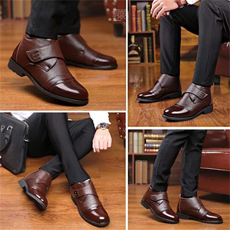 Botas de nieve hasta el tobillo con forro de piel sintética cálidas para hombre-7