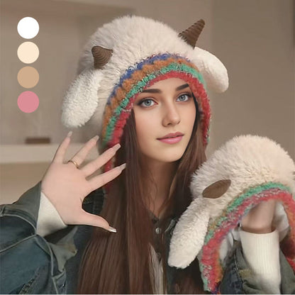 Gorro de peluche con forma de cordero y Orejeras Adorable