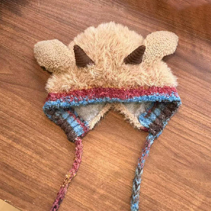 Gorro de peluche con forma de cordero y Orejeras Adorable