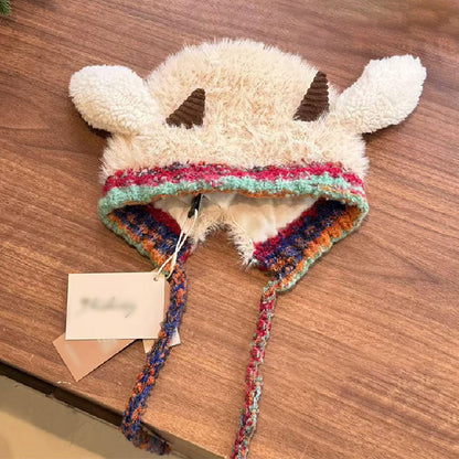 Gorro de peluche con forma de cordero y Orejeras Adorable