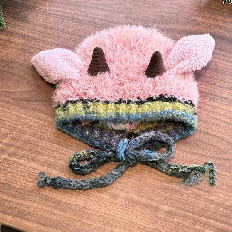 Gorro de peluche con forma de cordero y Orejeras Adorable