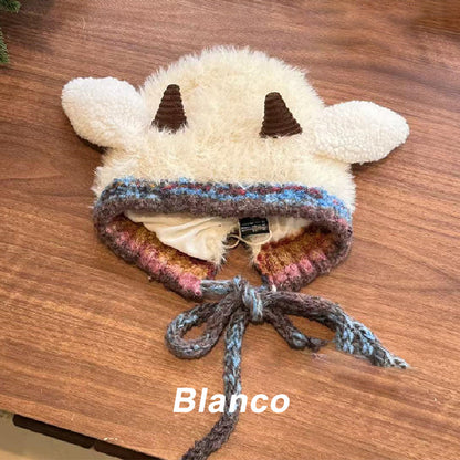 Gorro de peluche con forma de cordero y Orejeras Adorable