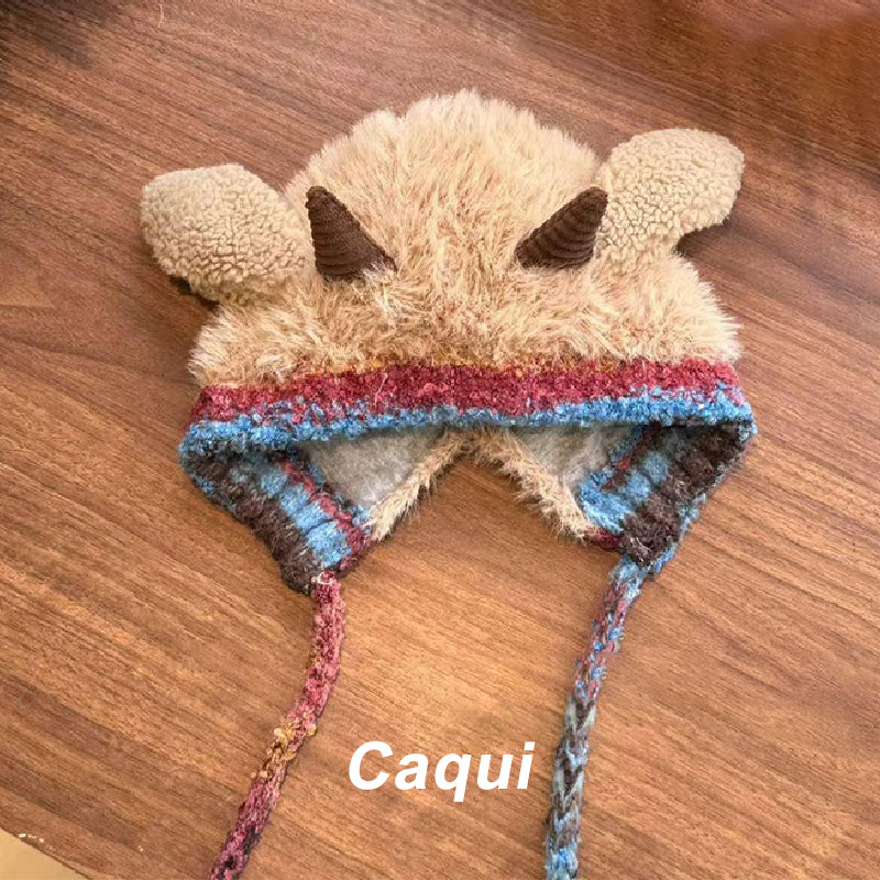 Gorro de peluche con forma de cordero y Orejeras Adorable