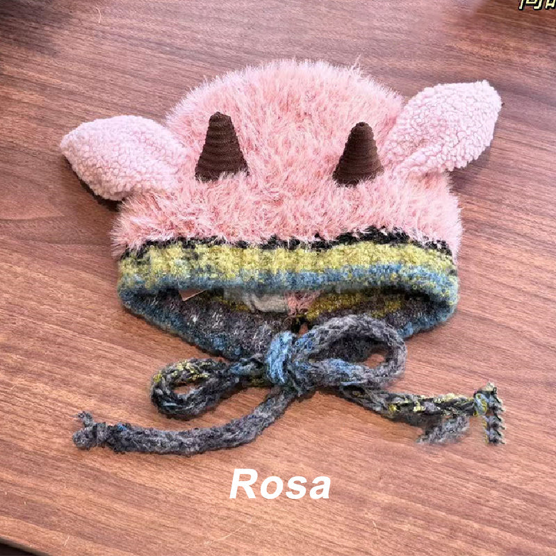 Gorro de peluche con forma de cordero y Orejeras Adorable