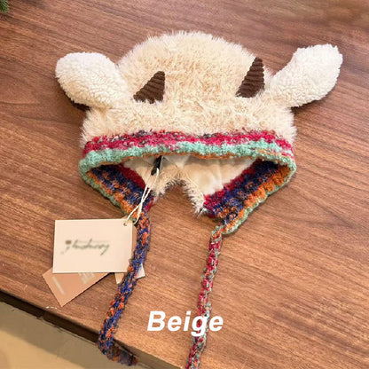 Gorro de peluche con forma de cordero y Orejeras Adorable