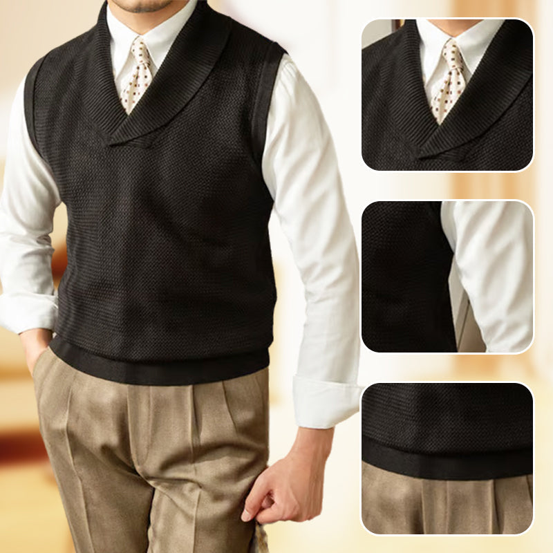 Elegante Chaleco de Punto Ajuste Adecuado para Hombre