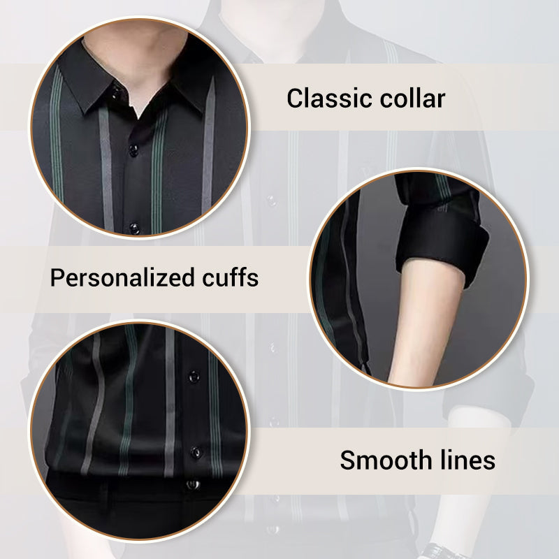 🔥50%OFF Christmas Sale🔥Men's Thickened Striped Lapel Button Down Shirts - Buy 2 Get Free Shipping