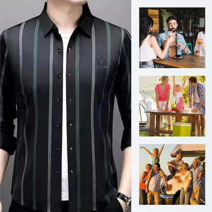 🔥50%OFF Christmas Sale🔥Men's Thickened Striped Lapel Button Down Shirts - Buy 2 Get Free Shipping