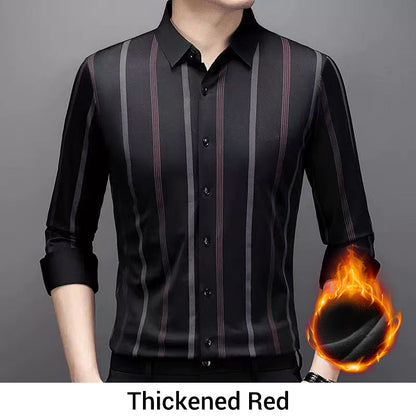 🔥50%OFF Christmas Sale🔥Men's Thickened Striped Lapel Button Down Shirts - Buy 2 Get Free Shipping