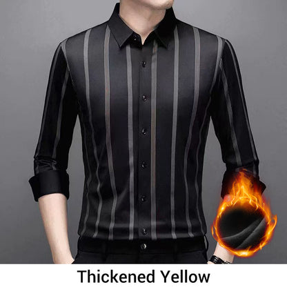 🔥50%OFF Christmas Sale🔥Men's Thickened Striped Lapel Button Down Shirts - Buy 2 Get Free Shipping