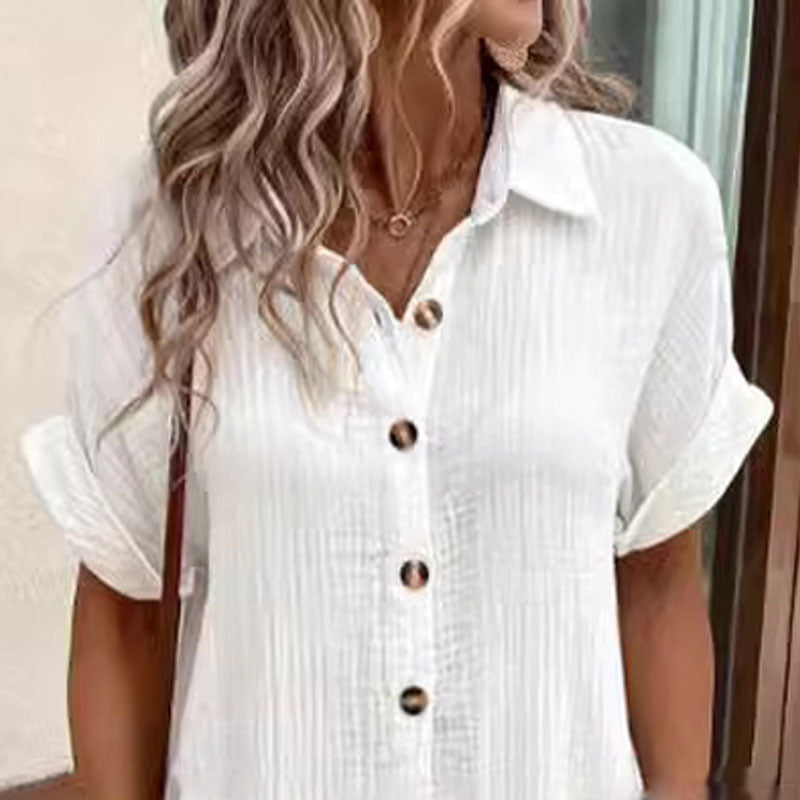 Damesknoopjes Kort mouw Pocket Casual shirt jurk