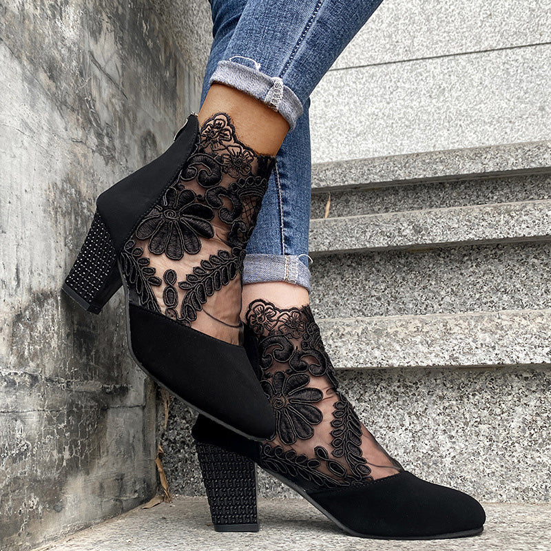 Dames Elegante Zomerse Kanten Hoge Hakken