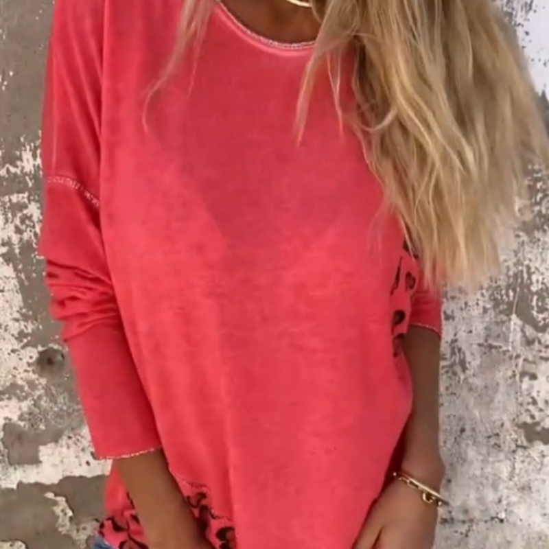 Dames Mode Losse Top met Ronde Hals en Lange Mouwen