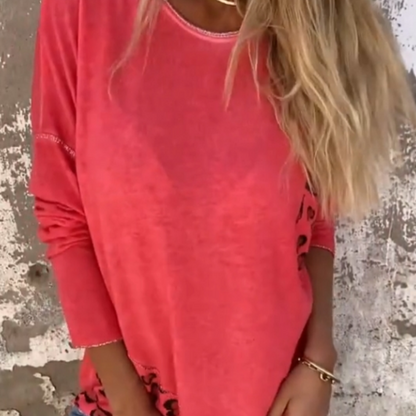 Dames Mode Losse Top met Ronde Hals en Lange Mouwen