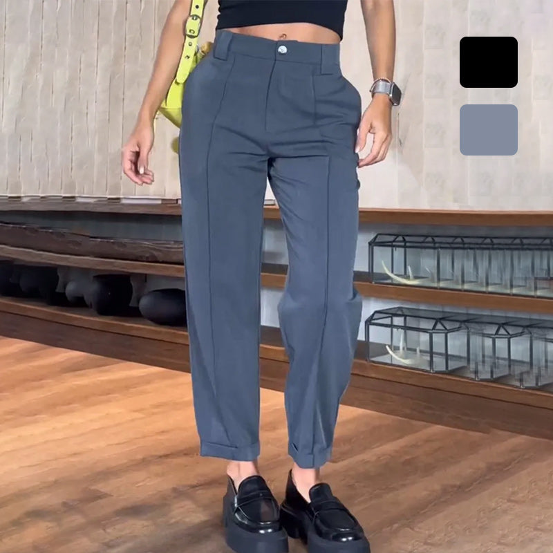 Dames Casual Rechte Broek in Effen Kleur