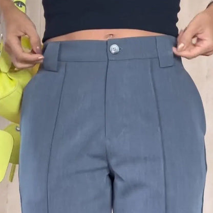Dames Casual Rechte Broek in Effen Kleur