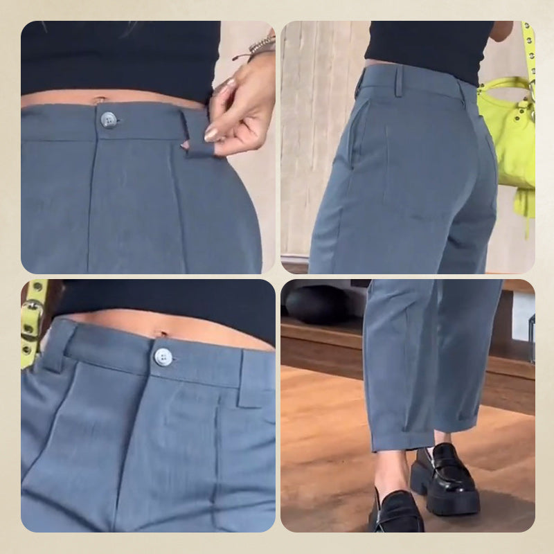 Dames Casual Rechte Broek in Effen Kleur