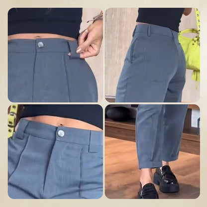 Dames Casual Rechte Broek in Effen Kleur