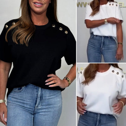 Dames Effen Kleur Losse Korte Mouwen Top