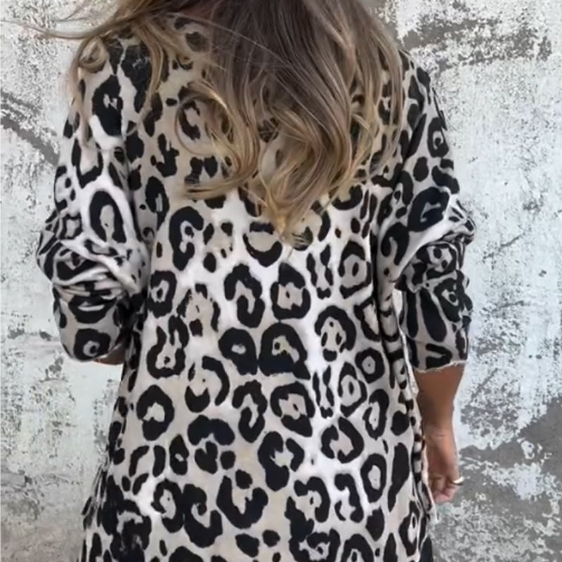 🎉Laatste dag voor kortingen van beperkte duur🎉Dames Stretch T-shirt met Luipaardprint en Ronde Hals