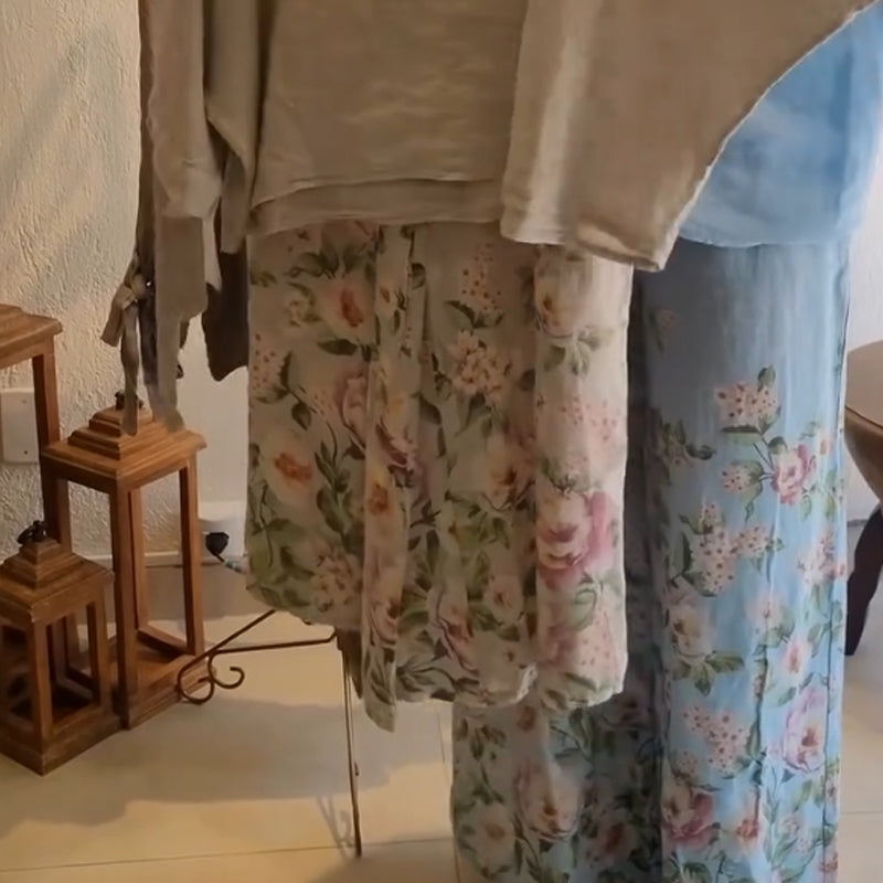 💥Dames loszittende blouse & bloemenprint wijdpijnbroek set