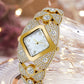 Reloj de cuarzo retro para mujer con brillantes strass
