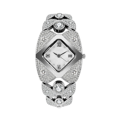 Reloj de cuarzo retro para mujer con brillantes strass