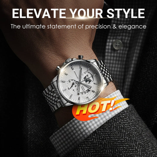 Nachtleuchtende, wasserdichte Herren-Quarzuhr