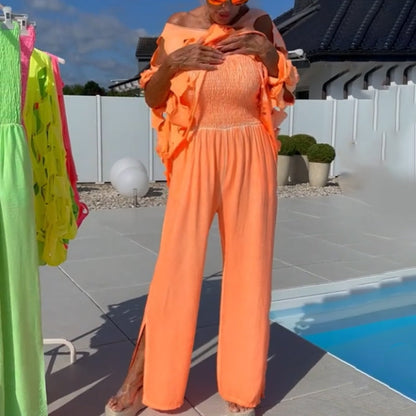 Damen zweiteiliges Set: Top mit Cutouts und Bandeau-Jumpsuit