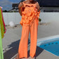 Damen zweiteiliges Set: Top mit Cutouts und Bandeau-Jumpsuit