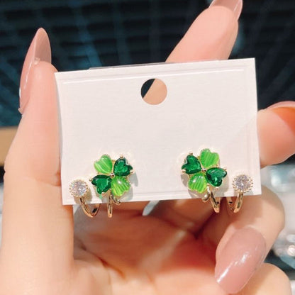 🍀✨ Kleeblatt Huggie Creolen – 925 Silber, süßes Pfeilbogen-Detail. 50% RABATT!